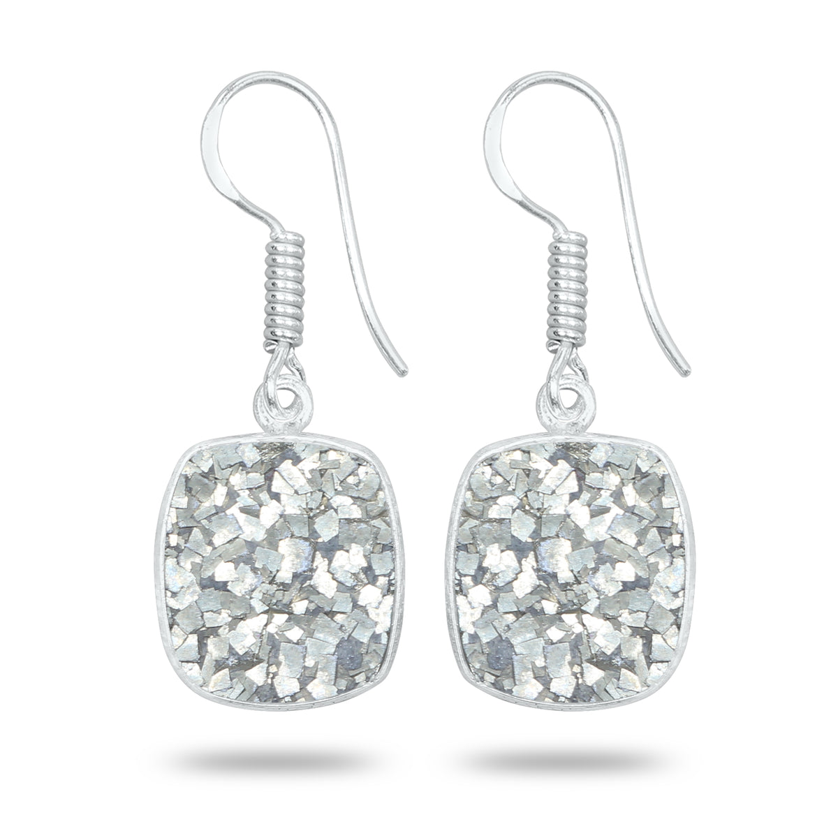 Pyrite Druzy Earrings – Handmade Minimal Design | Silver‑Plated Brass | Fish Hook Backs | Wholesale Pairs