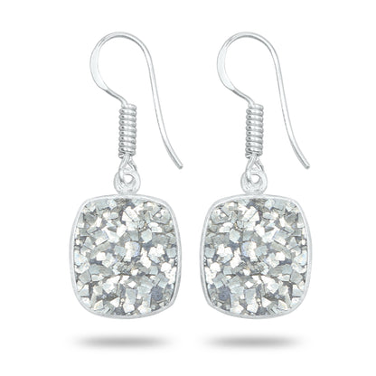 Pyrite Druzy Earrings – Handmade Minimal Design | Silver‑Plated Brass | Fish Hook Backs | Wholesale Pairs