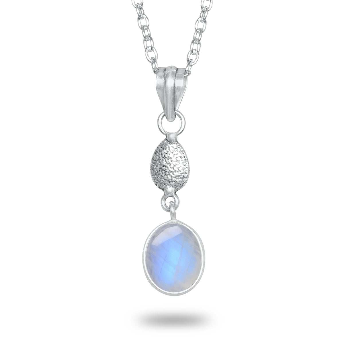 Rainbow Moonstone Charm Pendants – Silver-Plated, Handmade, Designer Boho | Wholesale