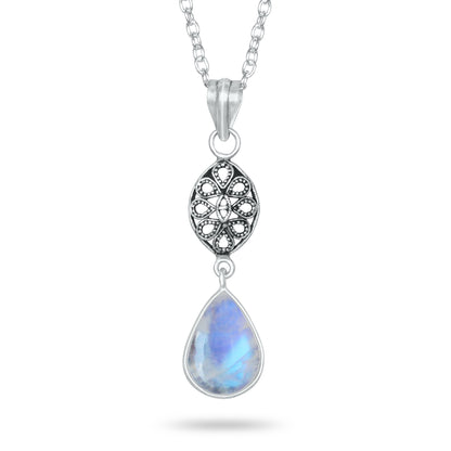 Rainbow Moonstone Charm Pendants – Silver-Plated, Handmade, Designer Boho | Wholesale