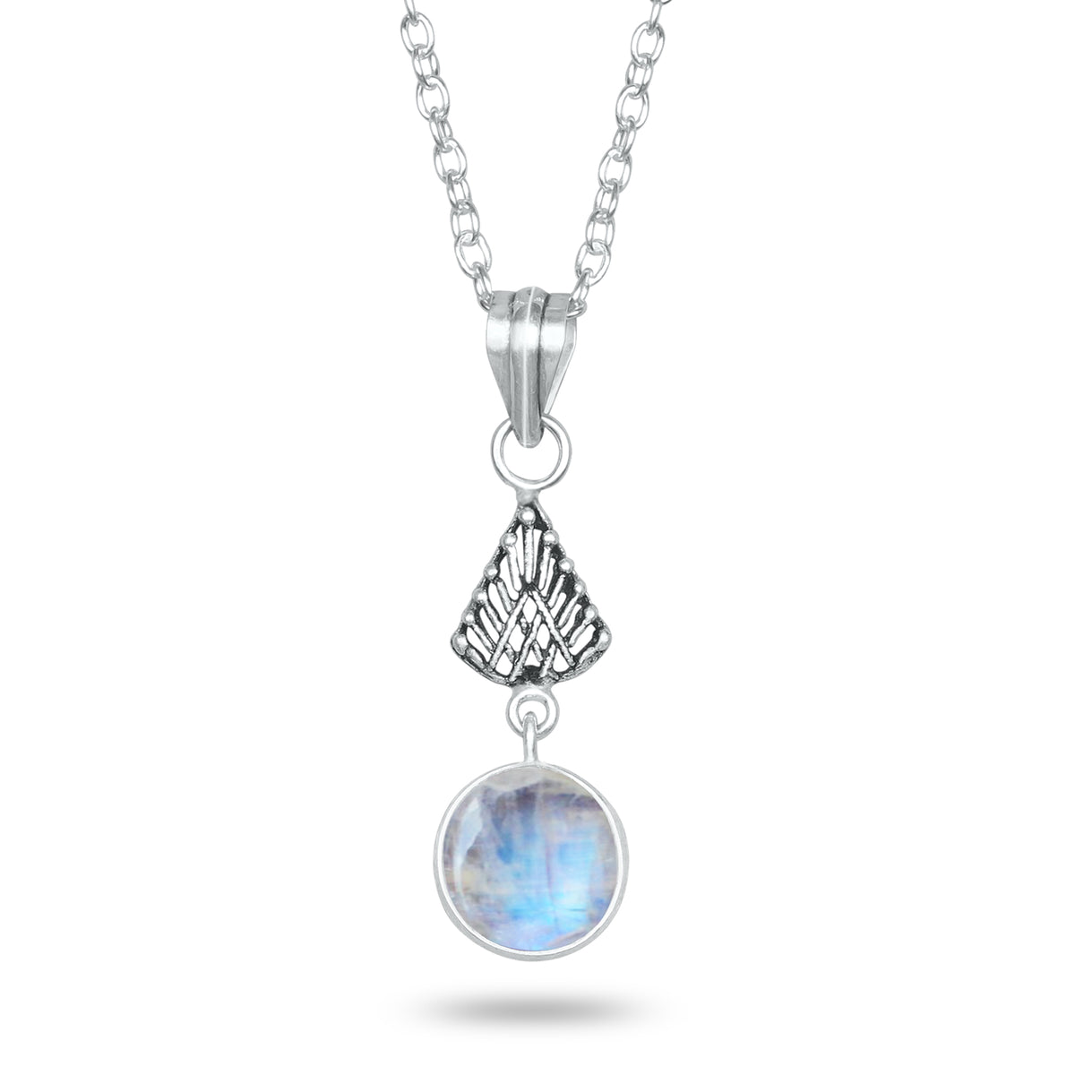 Rainbow Moonstone Charm Pendants – Silver-Plated, Handmade, Designer Boho | Wholesale