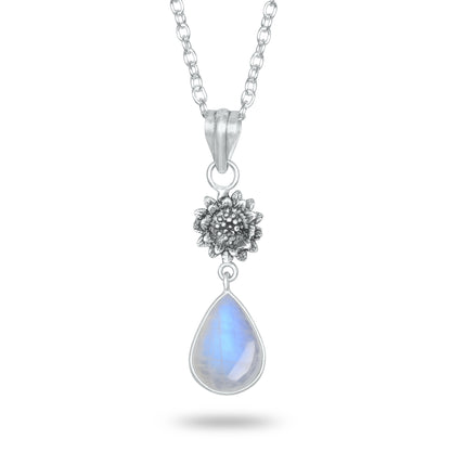 Rainbow Moonstone Charm Pendants – Silver-Plated, Handmade, Designer Boho | Wholesale