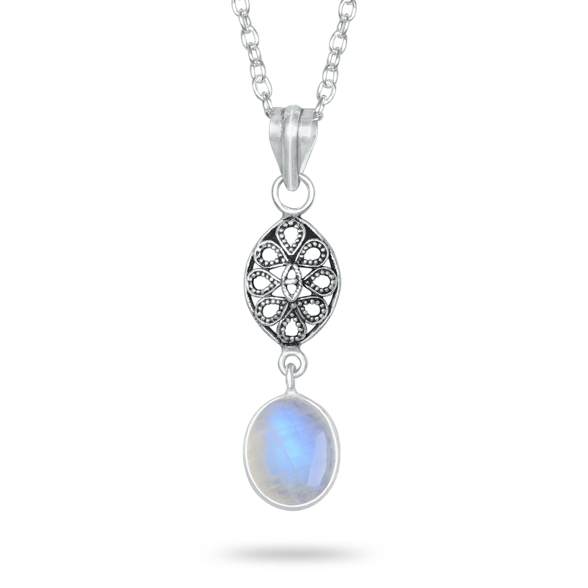 Rainbow Moonstone Charm Pendants – Silver-Plated, Handmade, Designer Boho | Wholesale