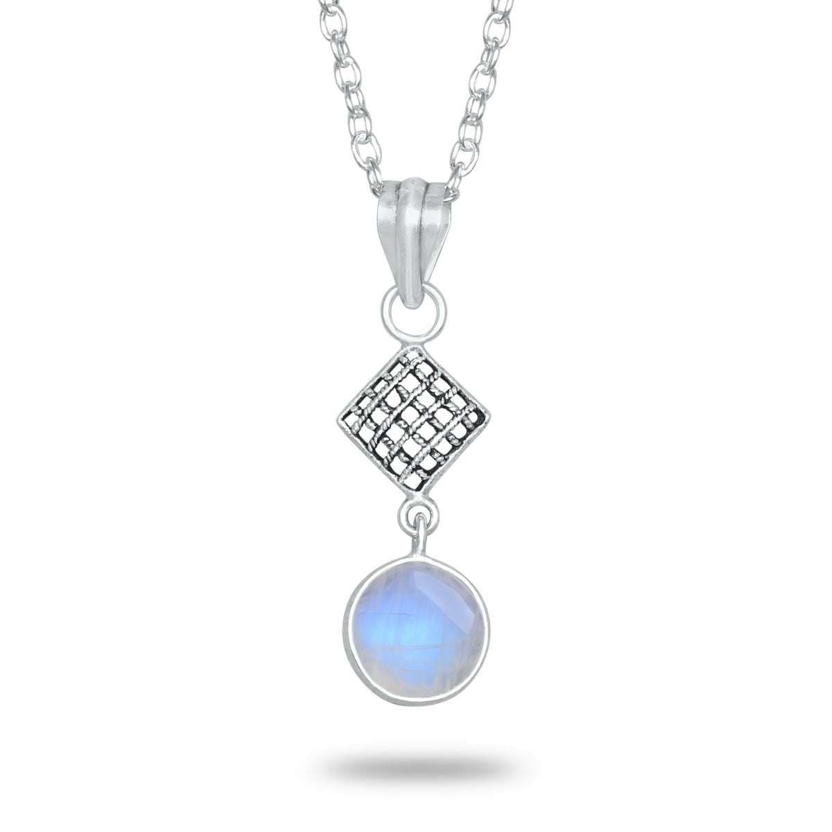 Rainbow Moonstone Charm Pendants – Silver-Plated, Handmade, Designer Boho | Wholesale
