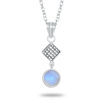 Rainbow Moonstone Charm Pendants – Silver-Plated, Handmade, Designer Boho | Wholesale