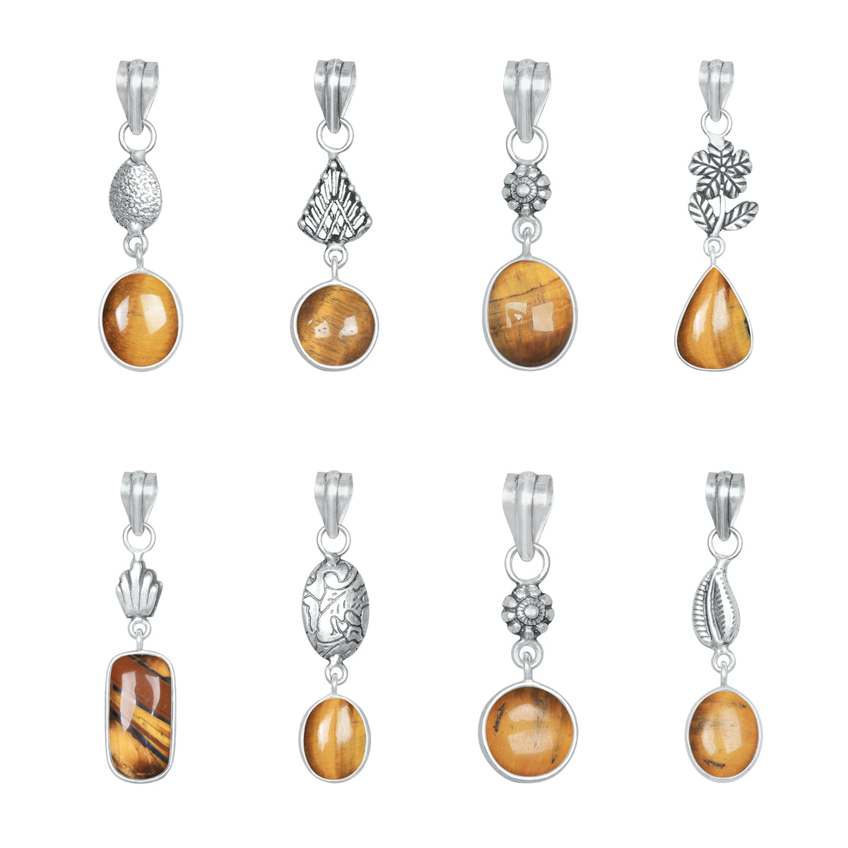 Tiger Eye Charm Pendants – Silver-Plated, Handmade, Designer Boho | Wholesale