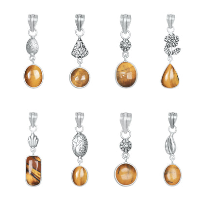 Tiger Eye Charm Pendants – Silver-Plated, Handmade, Designer Boho | Wholesale