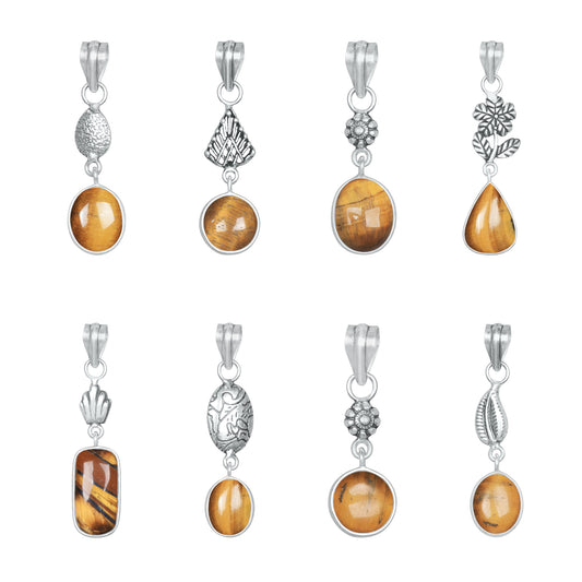 Tiger Eye Charm Pendants – Silver-Plated, Handmade, Designer Boho | Wholesale