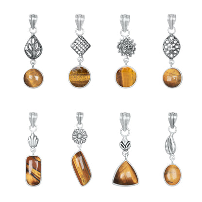 Tiger Eye Charm Pendants – Silver-Plated, Handmade, Designer Boho | Wholesale