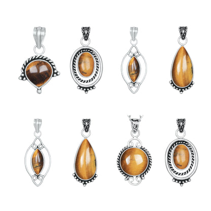 Tiger Eye Designer Pendants – Silver-Plated, Chic Everyday Boho Style | Wholesale