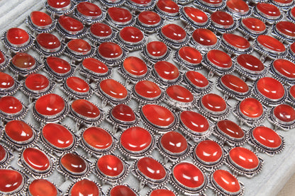 Carnelian Gemstone Handmade Rings For Women Jewelry Carnelian Crystal Rings For Bulk Sale