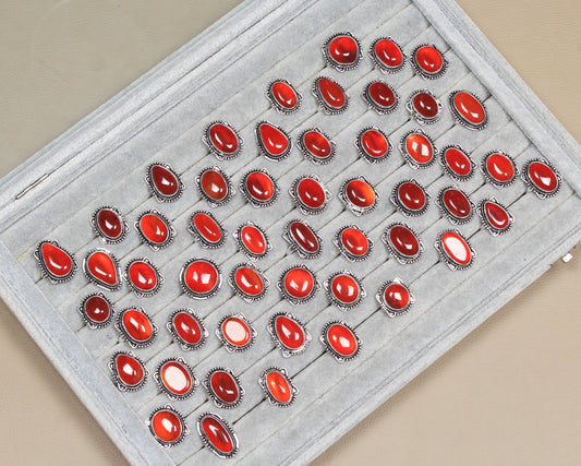 Carnelian Gemstone Handmade Rings For Women Jewelry Carnelian Crystal Rings For Bulk Sale
