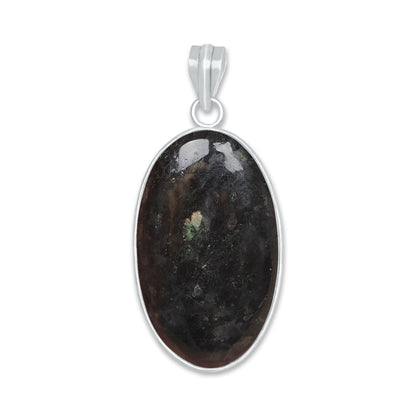 Nuummite Bezel Pendants – Silver-Plated, Natural Ancient Stone | Wholesale