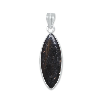 Nuummite Bezel Pendants – Silver-Plated, Natural Ancient Stone | Wholesale
