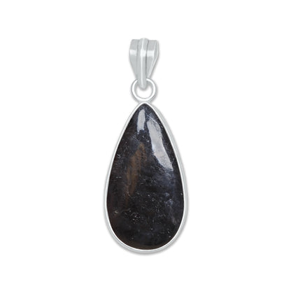 Nuummite Bezel Pendants – Silver-Plated, Natural Ancient Stone | Wholesale