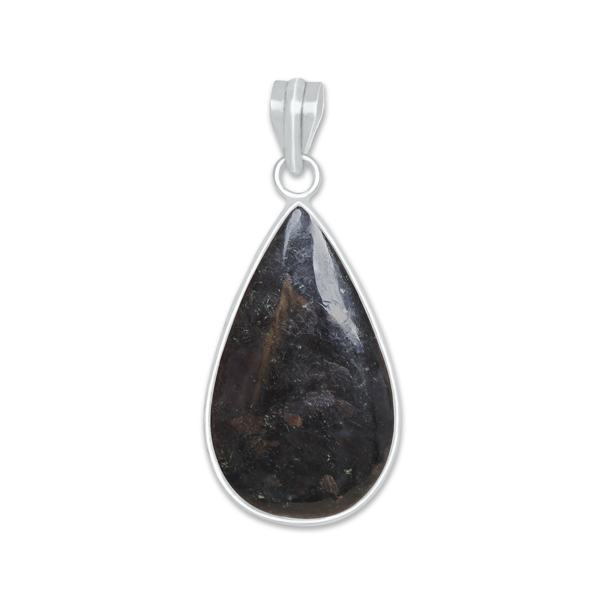 Nuummite Bezel Pendants – Silver-Plated, Natural Ancient Stone | Wholesale