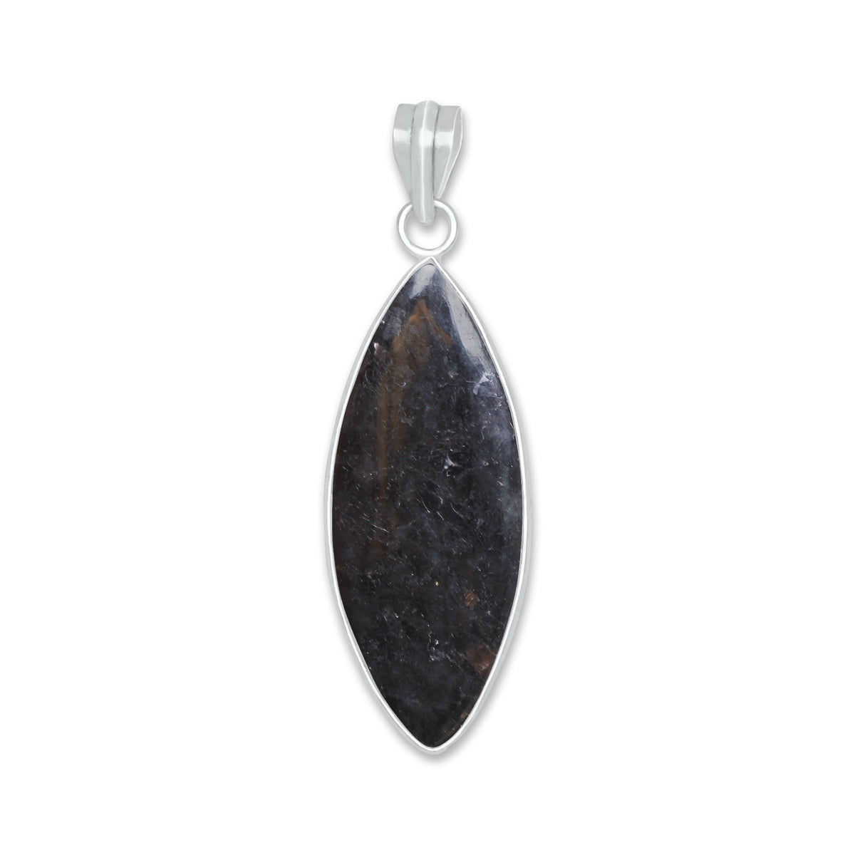 Nuummite Bezel Pendants – Silver-Plated, Natural Ancient Stone | Wholesale