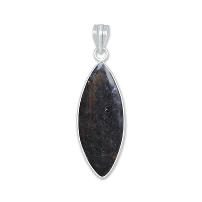 Nuummite Bezel Pendants – Silver-Plated, Natural Ancient Stone | Wholesale