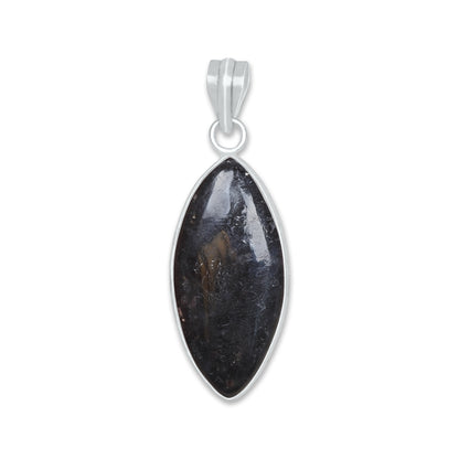 Nuummite Bezel Pendants – Silver-Plated, Natural Ancient Stone | Wholesale