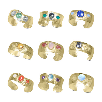 Statement Gemstone Bangles – Silver-Plated, Adjustable Handmade Cuffs | Wholesale (Made to Order)