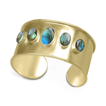 Statement Gemstone Bangles – Silver-Plated, Adjustable Handmade Cuffs | Wholesale (Made to Order)