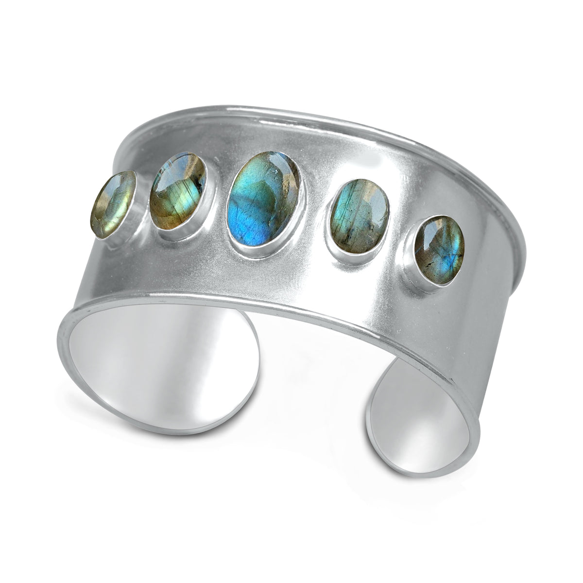 Statement Gemstone Bangles – Silver-Plated, Adjustable Handmade Cuffs | Wholesale (Made to Order)