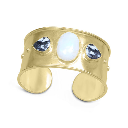 Statement Gemstone Bangles – Silver-Plated, Adjustable Handmade Cuffs | Wholesale (Made to Order)