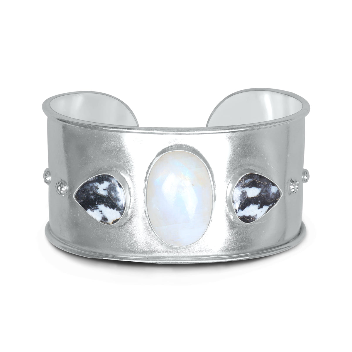 Statement Gemstone Bangles – Silver-Plated, Adjustable Handmade Cuffs | Wholesale (Made to Order)