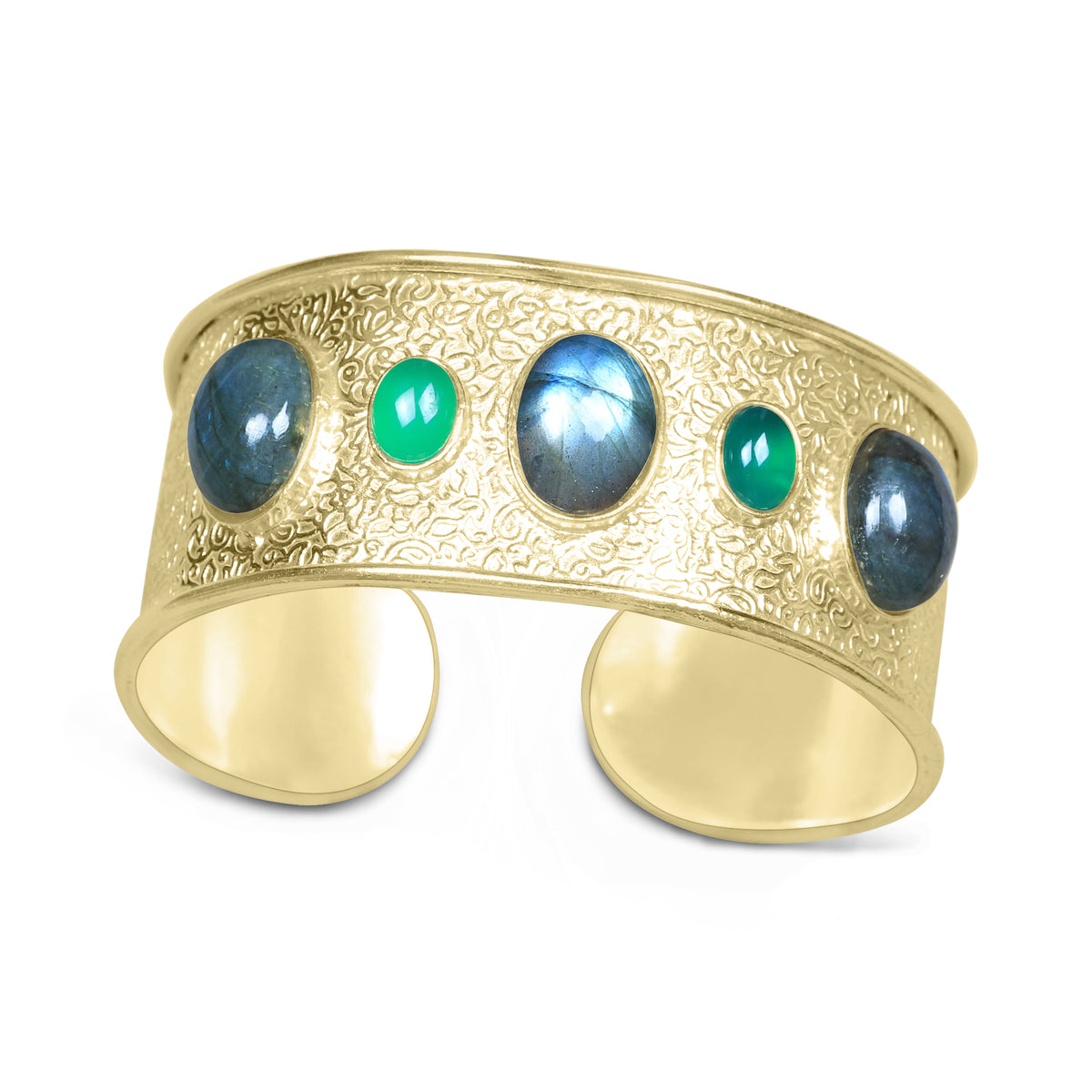 Statement Gemstone Bangles – Silver-Plated, Adjustable Handmade Cuffs | Wholesale (Made to Order)