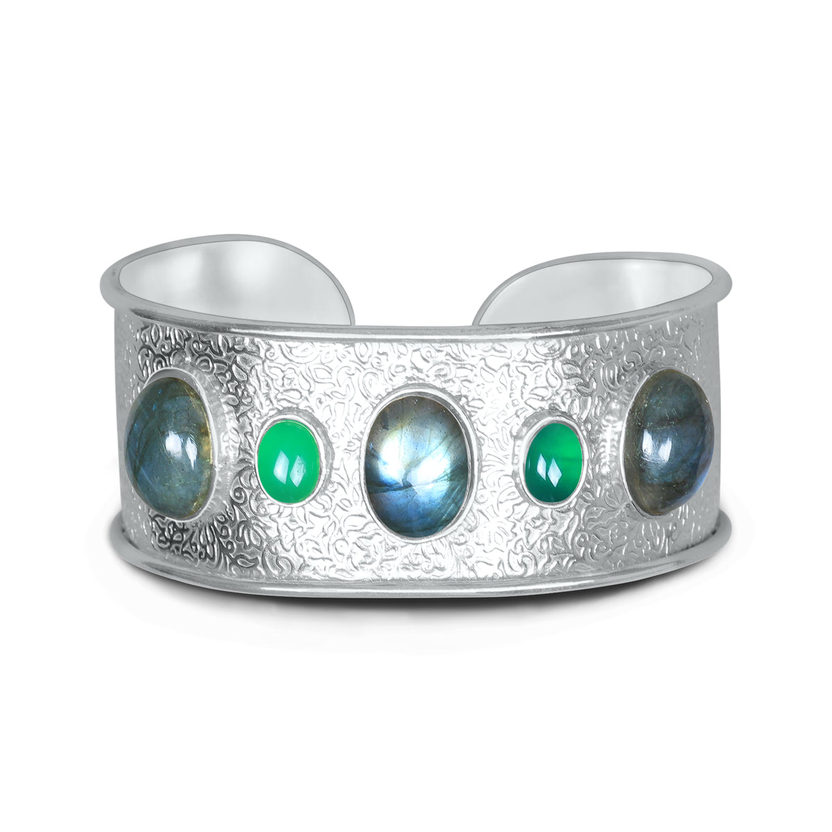 Statement Gemstone Bangles – Silver-Plated, Adjustable Handmade Cuffs | Wholesale (Made to Order)