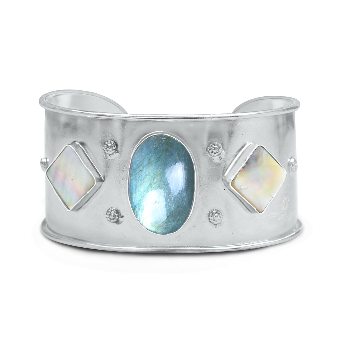 Statement Gemstone Bangles – Silver-Plated, Adjustable Handmade Cuffs | Wholesale (Made to Order)