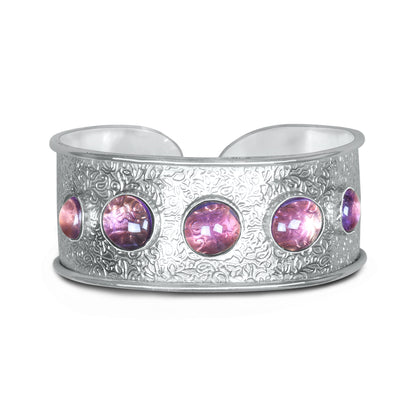 Statement Gemstone Bangles – Silver-Plated, Adjustable Handmade Cuffs | Wholesale (Made to Order)