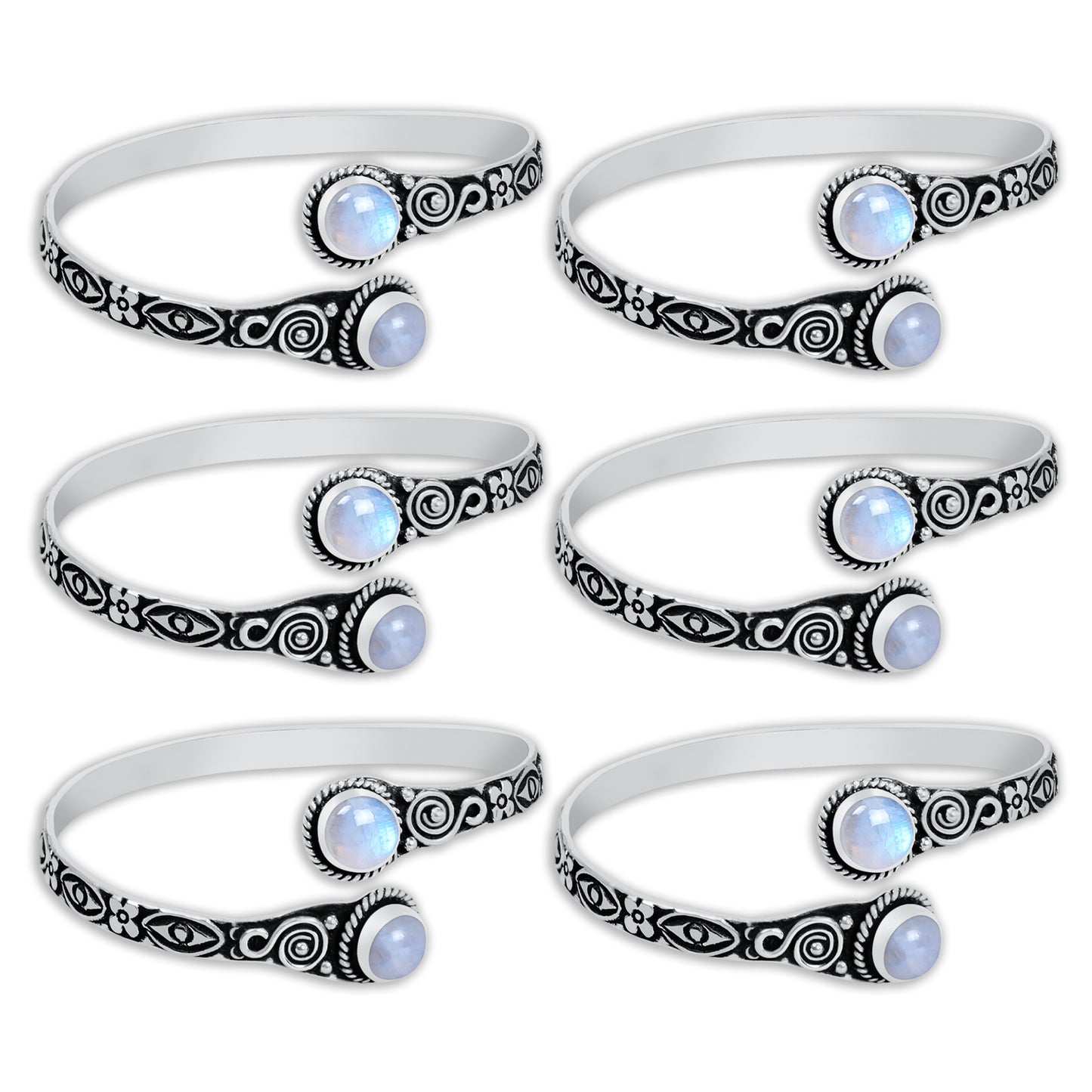 Natürliche Kristalle, handgefertigt, verstellbare Manschettenarmbänder für Frauen, Großhandelsmenge, mehrfarbig, versilberte Armreifen