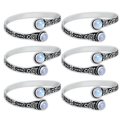 Natürliche Kristalle, handgefertigt, verstellbare Manschettenarmbänder für Frauen, Großhandelsmenge, mehrfarbig, versilberte Armreifen