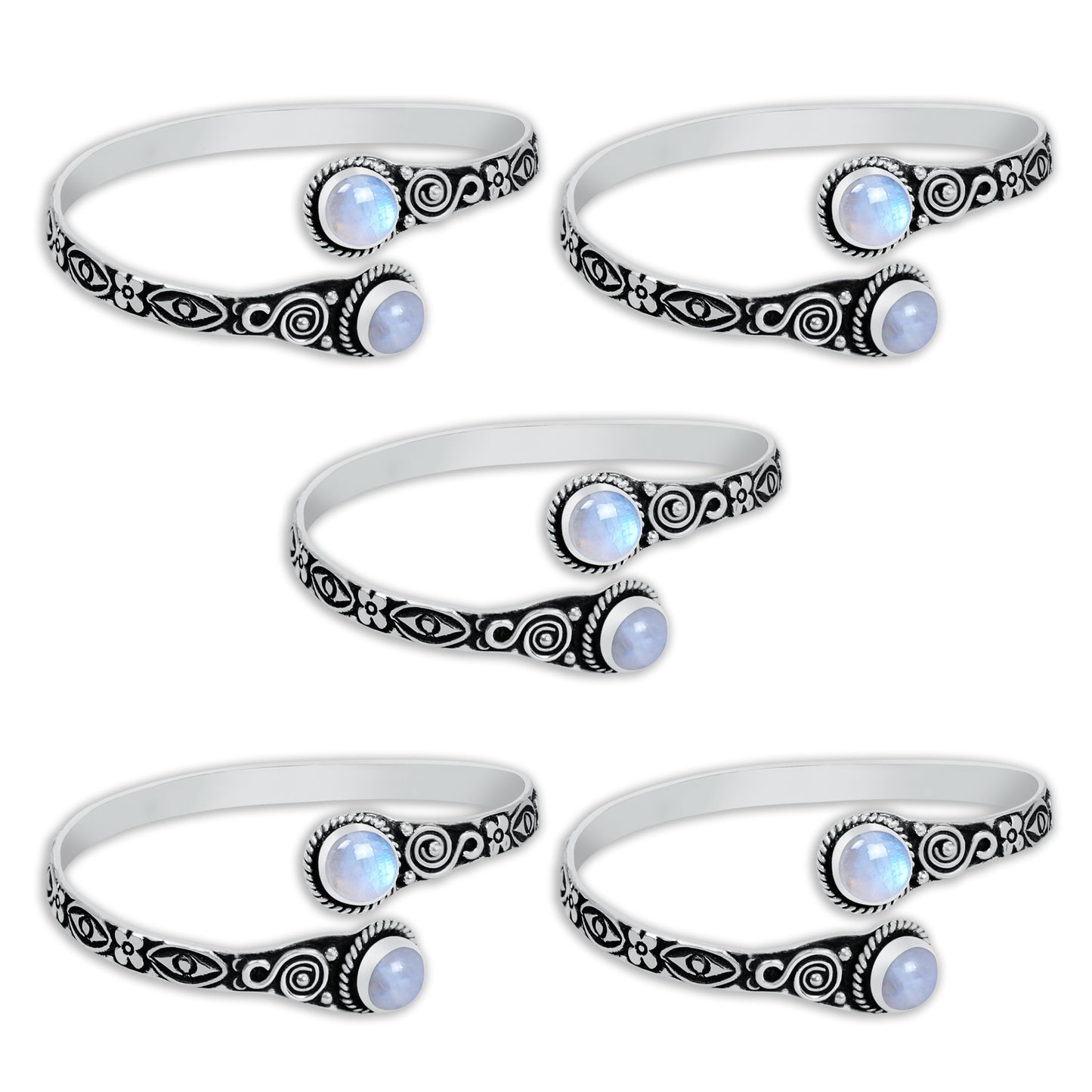 Natürliche Kristalle, handgefertigt, verstellbare Manschettenarmbänder für Frauen, Großhandelsmenge, mehrfarbig, versilberte Armreifen