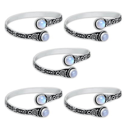 Natürliche Kristalle, handgefertigt, verstellbare Manschettenarmbänder für Frauen, Großhandelsmenge, mehrfarbig, versilberte Armreifen