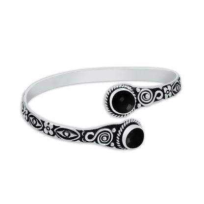 Two-Stone Black Onyx Bracelets – Silver-Plated, Adjustable, Boho Chic | Wholesale