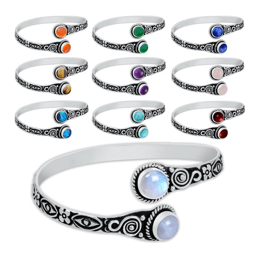 Two-Stone Bracelets - Silver Plated, Assorted, Adjustable, Chic Handmade Design