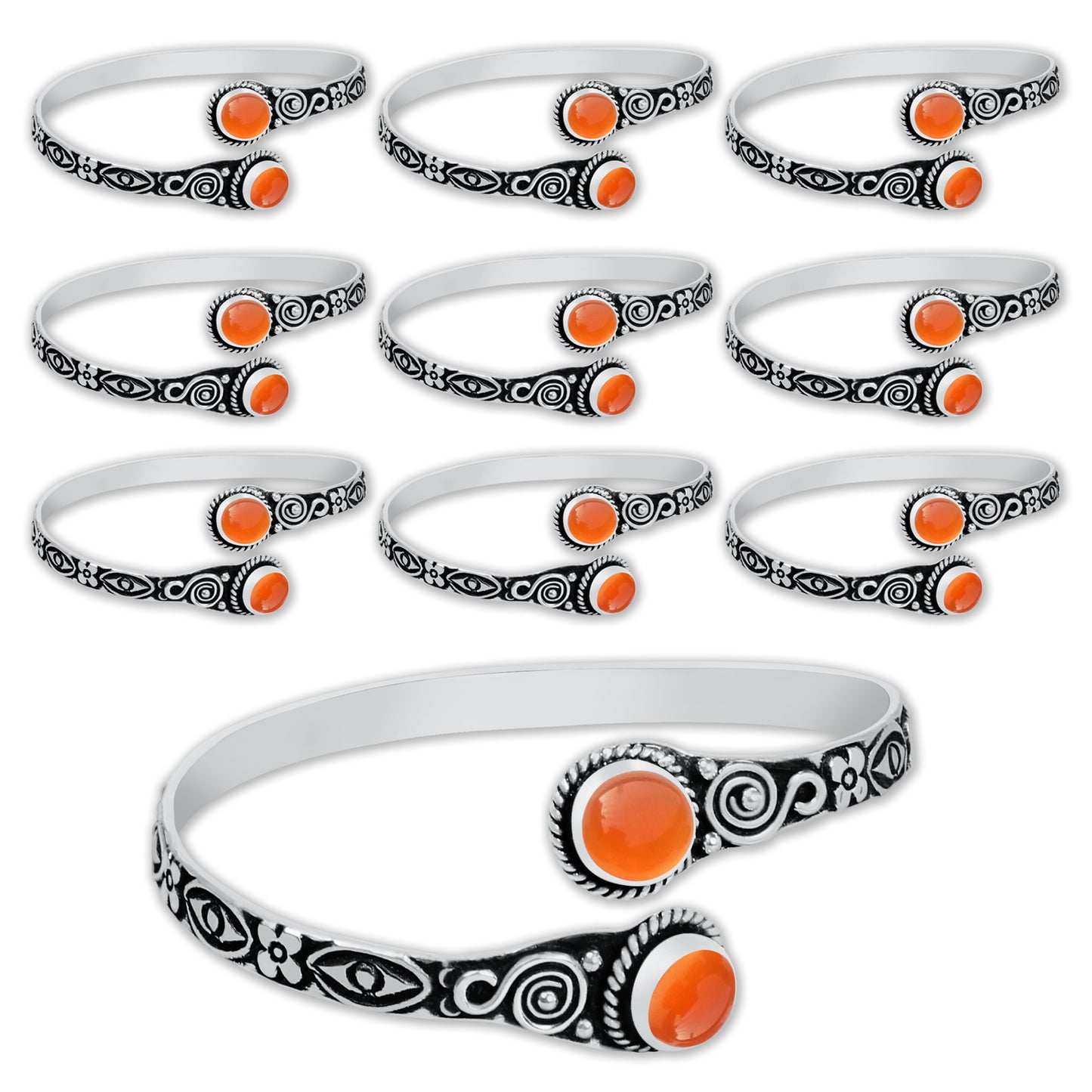 Bracelets manchettes réglables faits main en cristal naturel assorti pour femmes Lot de gros bracelets joncs plaqués argent multicolores