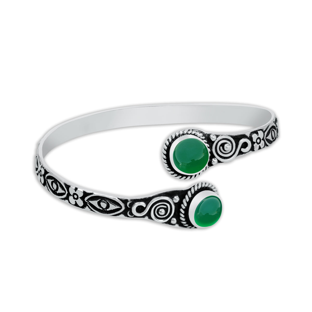 Two-Stone Green Onyx Bracelets – Silver-Plated, Adjustable, Boho Chic | Wholesale