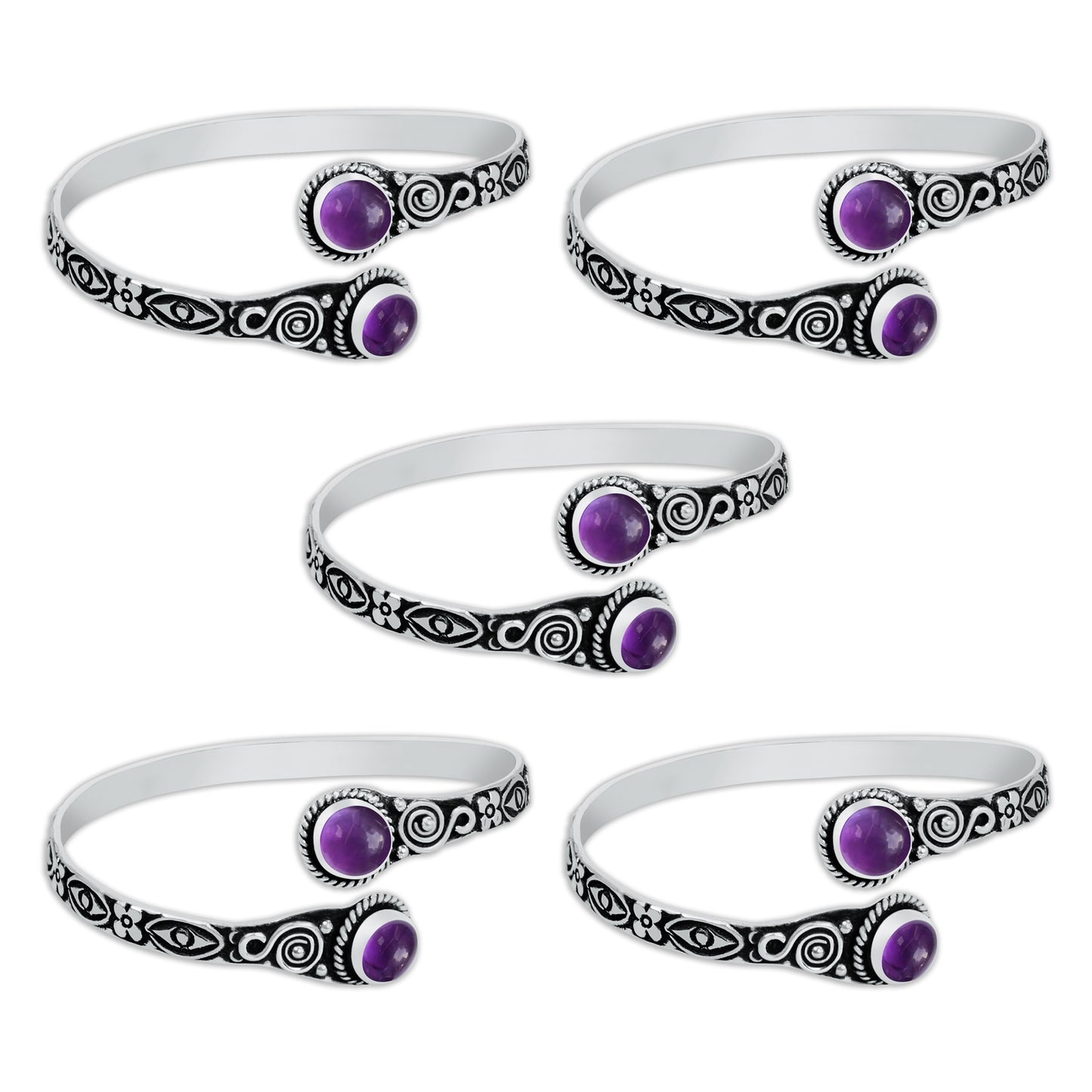 Bracelets manchettes réglables faits main en cristal naturel assorti pour femmes Lot de gros bracelets joncs plaqués argent multicolores