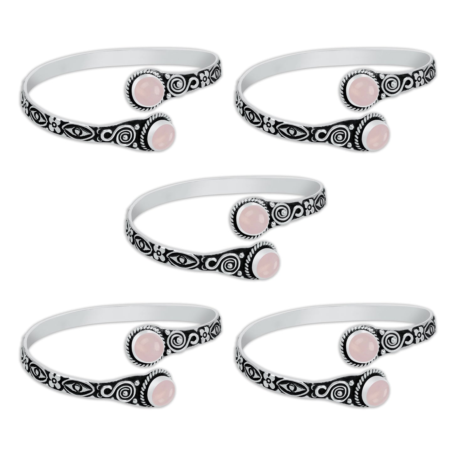 Bracelets manchettes réglables faits main en cristal naturel assorti pour femmes Lot de gros bracelets joncs plaqués argent multicolores