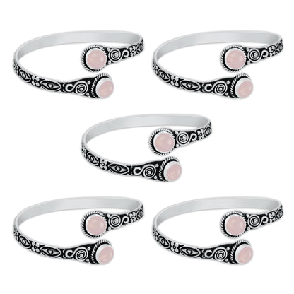 Bracelets manchettes réglables faits main en cristal naturel assorti pour femmes Lot de gros bracelets joncs plaqués argent multicolores