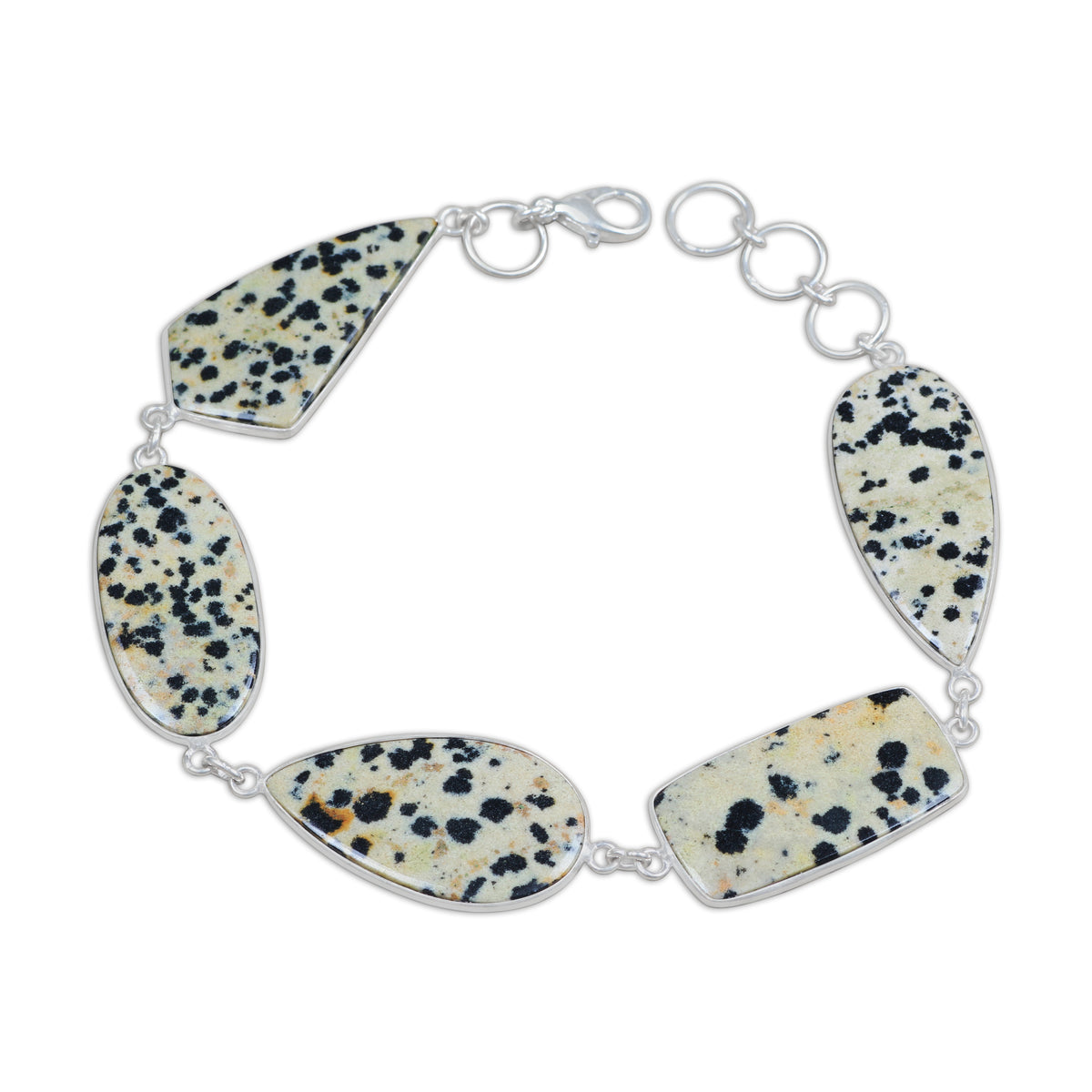 Dalmatian Jasper Link Bracelets – Silver-Plated, Adjustable, Minimalist | Wholesale