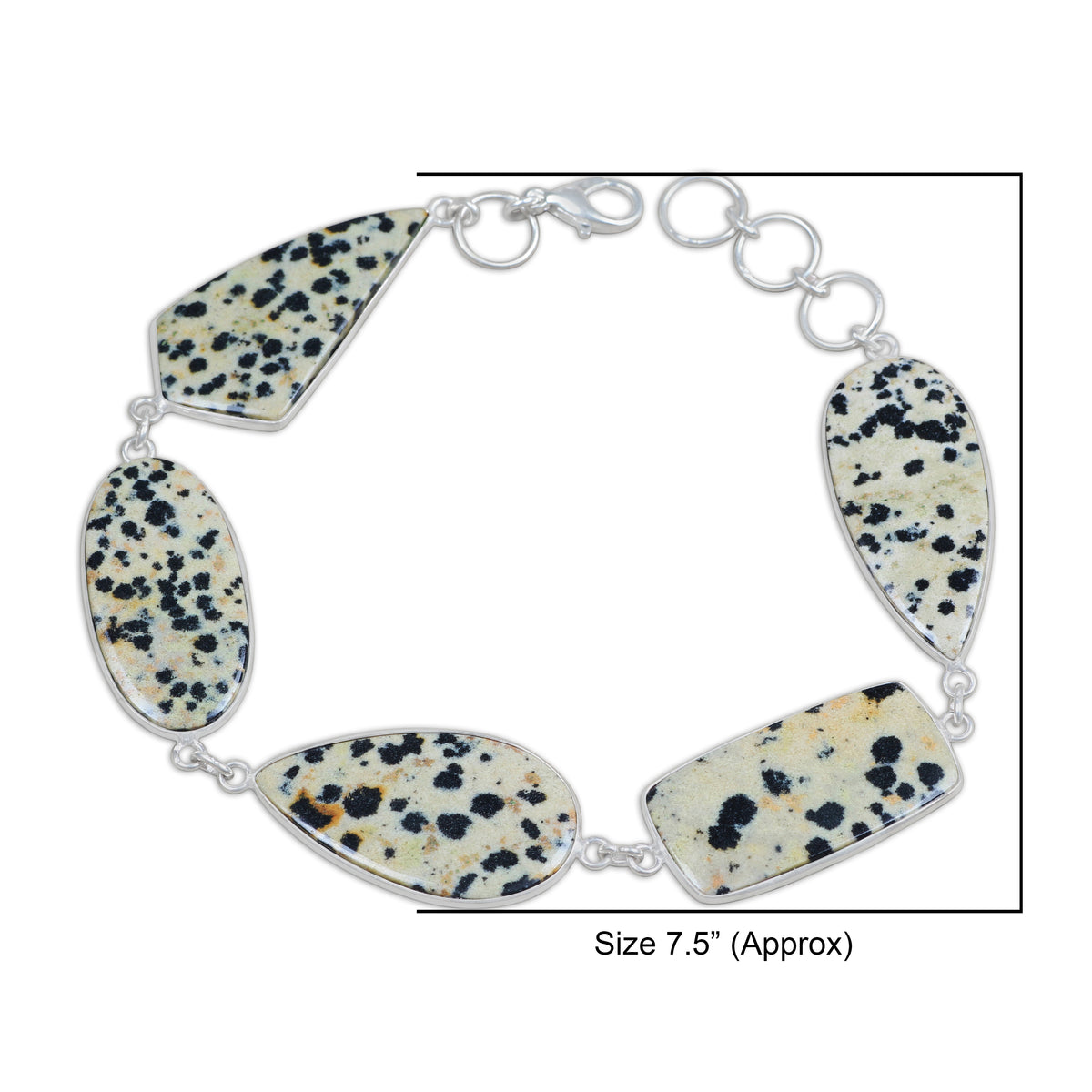 Dalmatian Jasper Link Bracelets – Silver-Plated, Adjustable, Minimalist | Wholesale