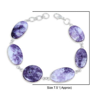 Lepidolite Jasper link bracelet - Silver-Plated, Adjustable, Minimalist Design