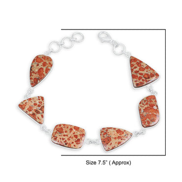 Asteroid Jasper link bracelet - Silver-Plated, Adjustable, Minimalist Design