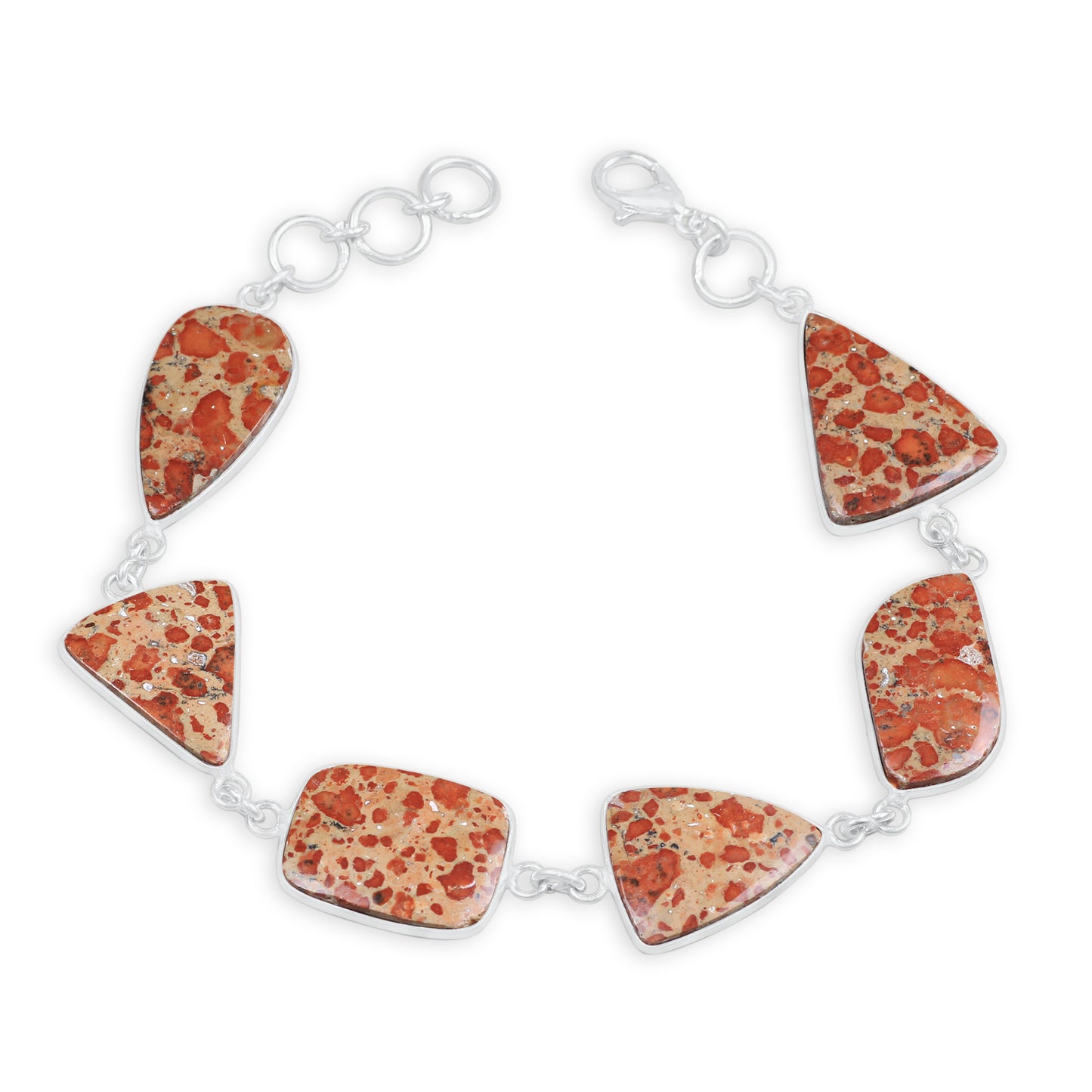 Asteroid Jasper link bracelet - Silver-Plated, Adjustable, Minimalist Design