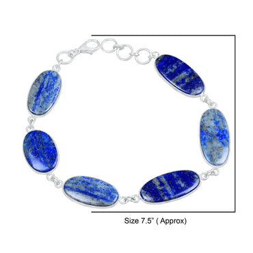 Lapis Lazuli link bracelet - Silver-Plated, Adjustable, Minimalist Design