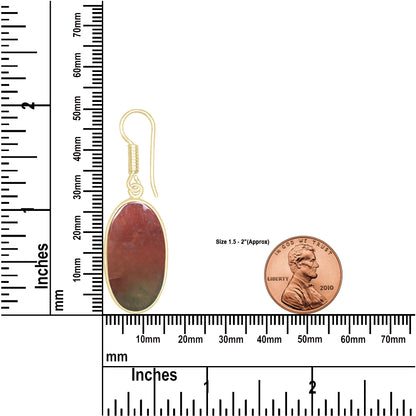 Red Moss Agate Earrings – Silver-Plated Brass, Bezel Drop | Wholesale